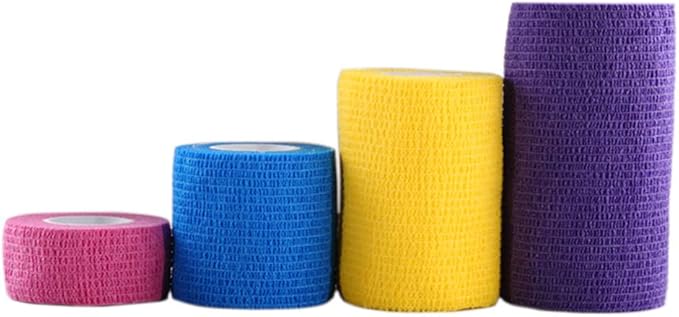 6 Pack 4" x 5 Yards Self Adhesive Bandage Wrap Breathable Cohesive Vet Wrap for Pets, Elastic Self-Adherent Tape for Sports, Wrist, Ankle (Mixed Colors)
