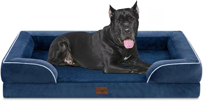 Comfort Expression XXL Orthopedic Dog Beds, Waterproof Orthopedic Foam Extra Large Dogs Beds, Washable Dog Sofa Beds with Removable Cover & Non-Slip Bottom(XX-Large,Navy Blue)