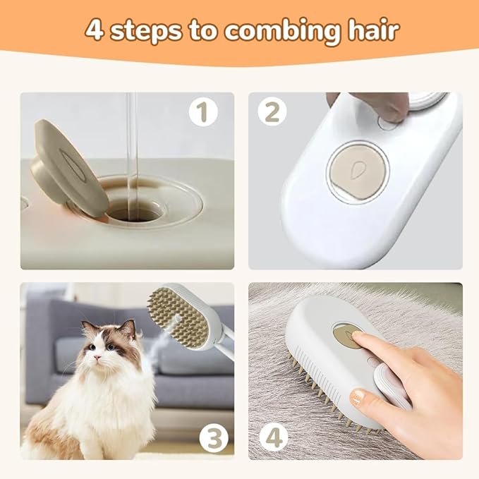 Cat Steam Brush 2025 New Pet Steam Groomer Comb, Painless Grooming Massage, 3 In 1 Water Brush for Cats Dogs (Mix)