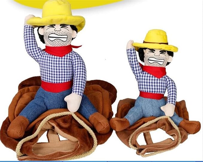 Deluxe Cowboy Rider Pet Costume - Funny Dog Halloween Outfit with Doll and Hat, Adjustable Knight Style Costume for Labs, German Shepherds, and Golden Retrievers, and More (L)