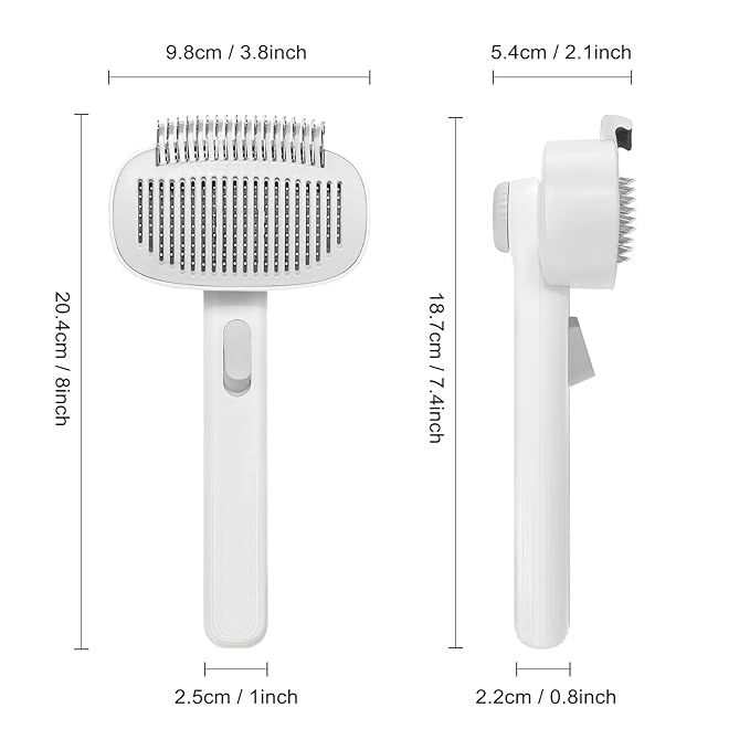 2-in-1 Deshedding Brush & Dematting Comb for Cats, Cat Brush for Long Haired Cats, Effectively Removes Matted Fur & Tangles, White