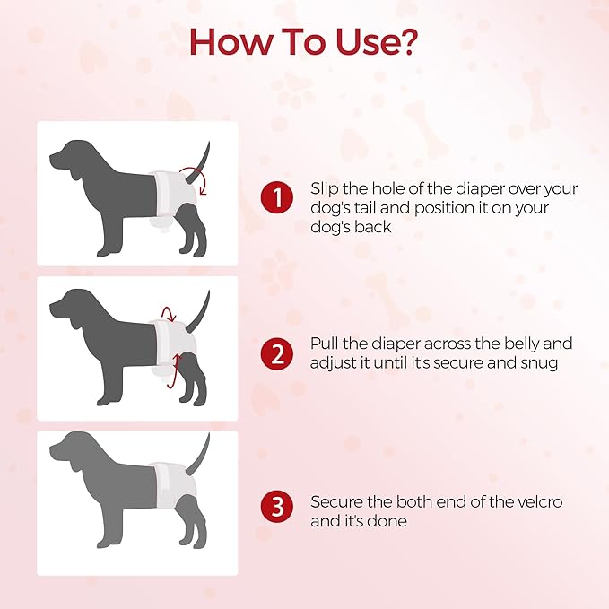 Disposable Female Dog Diapers, 40 Count, L (Waist 26.8”-29.5”), Wetness Indicator, Ultra Protection, Leak Proof, Super Absorbent, Soft