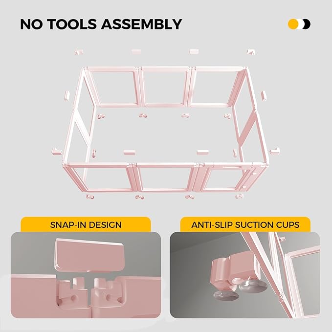30.3“H 2PCS Extension Kit - Door+Panel, T-Buckles for Compartment, Expandable Clear Dog Play Pen Acrylic Dog Playpen Indoor,for Puppy Cat Bunny Small & Medium Dogs (Pink-30.3" H, 2PCS)