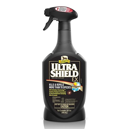 Absorbine UltraShield EX 32oz Sprayer Insecticide, Kills & Repels Flies, Mosquitoes, Ticks, Fleas, Lice, Use on Horses, Dogs, Premises