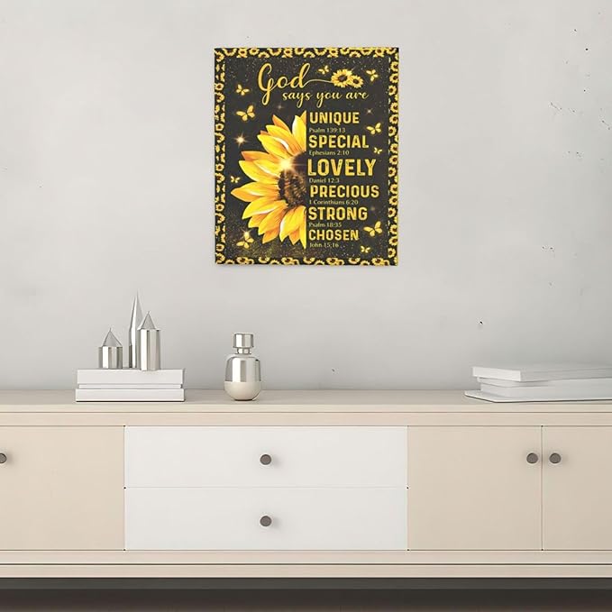 Christian Sunflower Bathroom Pictures Wall Art, Bible Verse Bathroom Wall Decor for Bedroom Office Wall Decorations for Bathroom Living Room Painting Artwork Modern Poster Prints 24"L x 20"W