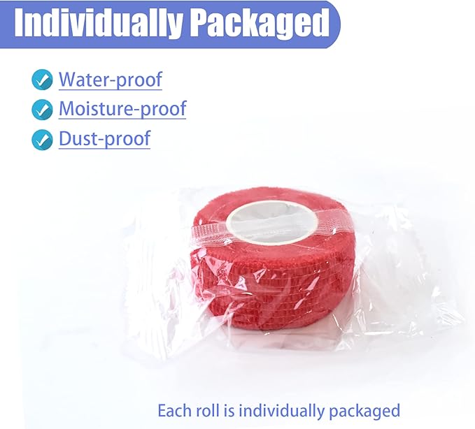 9 Pack 1" x 5 Yards Self Adhesive Bandage Wrap Self Stick Wrap for Ankle, Wrist, Finger, Sports, Breathable Cohesive Vet Tape for Pets (Red)