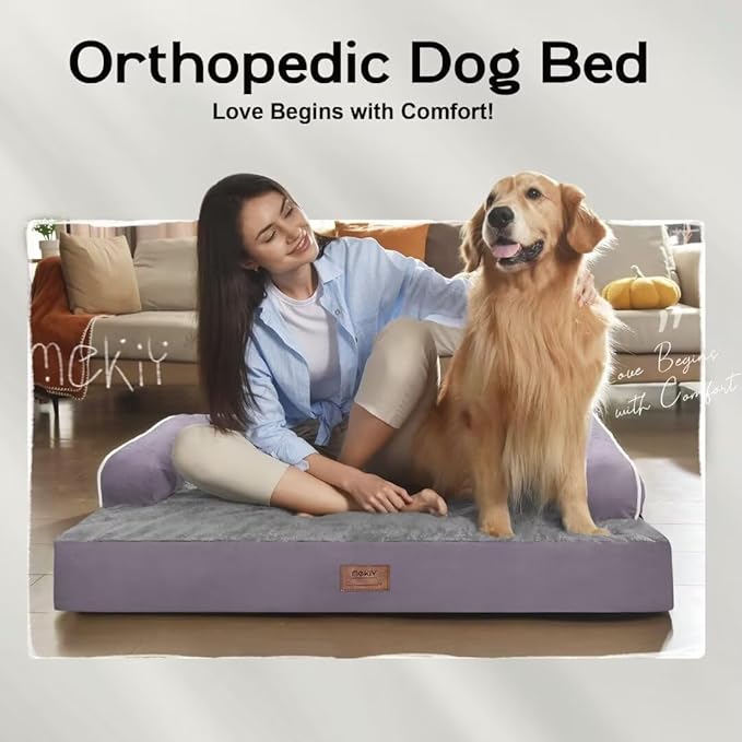 Dog Bed Medium Size Dog-Orthopedic Waterproof Bed for Dogs,Foam Couch Sofa with Washable Removable Cover & Non-Slip Bottom-Purple