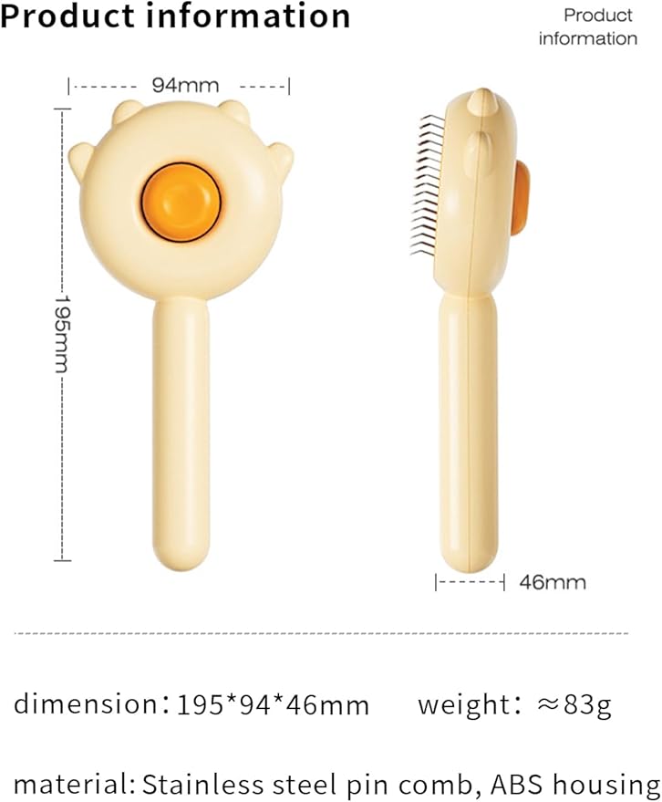 Cat Brush,Dog Brush, Pet Hair Cleaner Brush,Pet Grooming Cat Dog Brush,Pet Comb-Cat Comb for Kitten Massage Removes Loose Fur-Cat Grooming Brush Long Short Hair Cats Dogs Pet Brush (Yellow)
