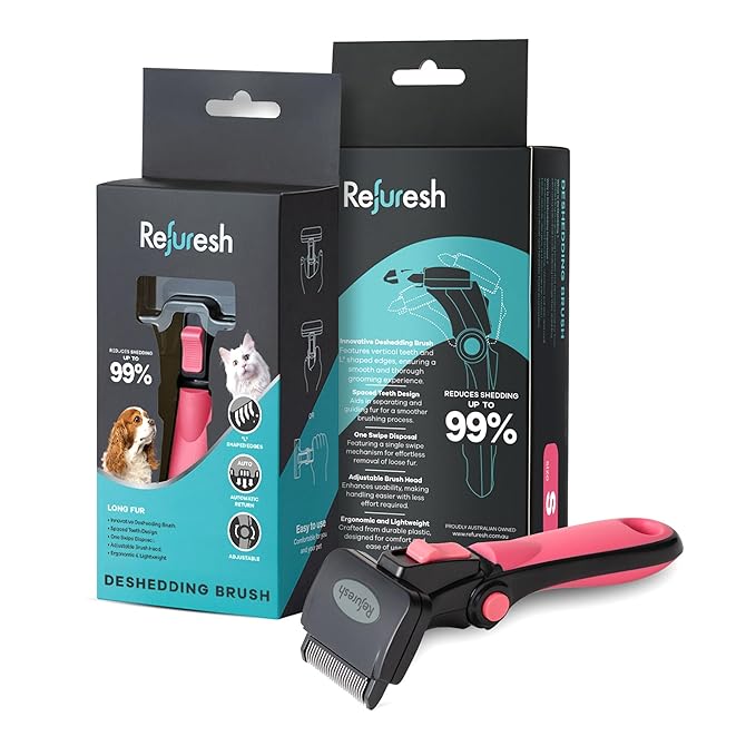 Deshedding Dog Brush for Long Hair (Small,Pink) – Gentle Deshedding tool for Dogs & Cats – Reduces shedding, without damaging topcoat. Removes Loose Fur & Dead Undercoat.