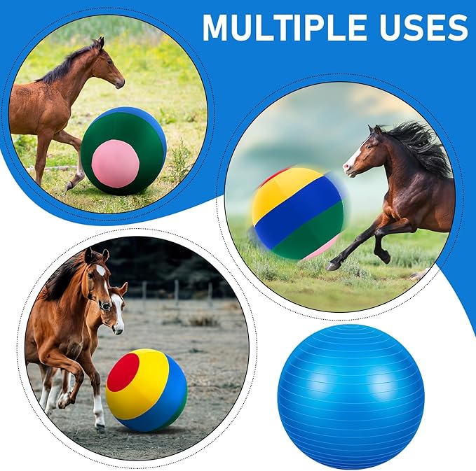 40inch Giant Herding Ball with Ball Cover Anti Burst Please Watch VCR for How to Inflation Horse Toys for Horses Stall Entertainment Play, Pump Included (Mixed Color,Classic)