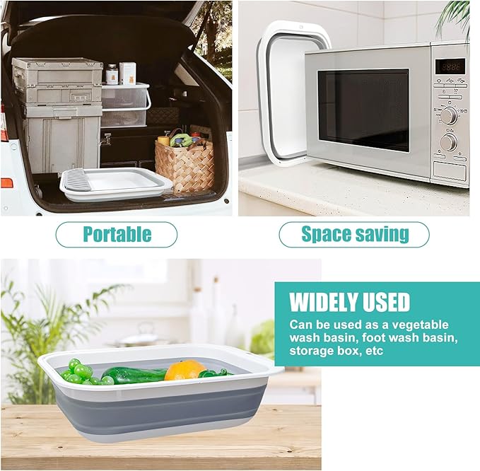 Cat Litter Box for Travel, 18"×14" Grey Small Litter Box for Open Foldable Waterproof Litter Pan,Kitty Litter Box Easy to Clean and Assemble, Portable Litter Box with Scoop