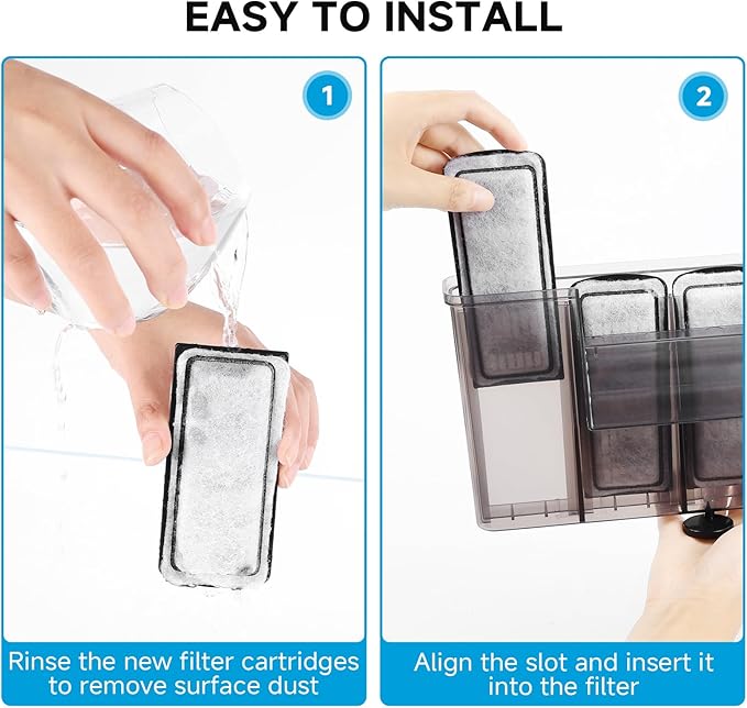 AQQA 8 Packs Aquarium Filter Cartridges with Activated Carbon - Remplacement Fish Tank Filters Cotton