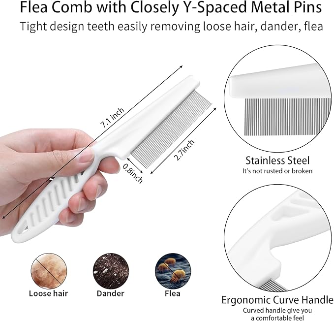 3 PCS Dog Grooming Brush Kit – Self Cleaning Slicker Brush for Shedding Short & Long Haired Dogs & Cats. Removes Loose Fur, Undercoat, Mats, Tangles for Small, Medium & Large Pets. Blue