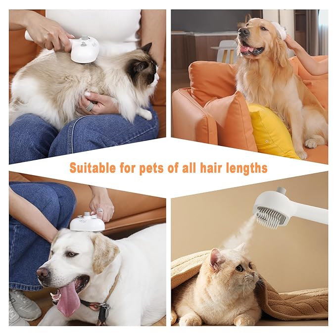 Cat Steam Brush-3 in 1 Pet Brush,Dog Shedding Tool Self Cleaning Pet Spray Depilation Comb with Release Button,Dog Steam Brushs,Cat Grooming Supplies for Long Short Haireds
