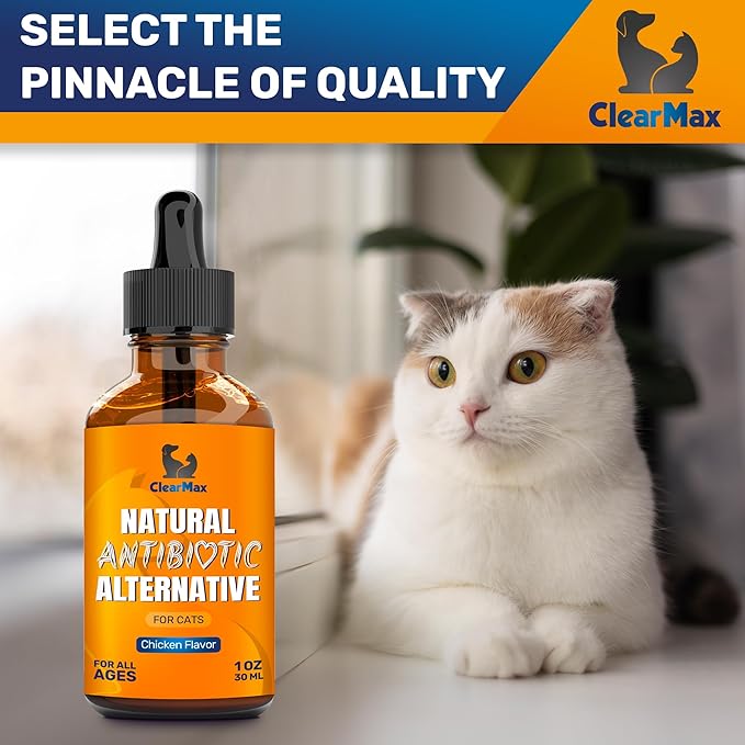 Cat Antibiotic to Help with Cough & Allergies β Antibiotics for Cats to Aid with UTIs and Digestive Moments β HIPS & Joints Support β Attractive Chicken Taste β 1 Oz Bottle