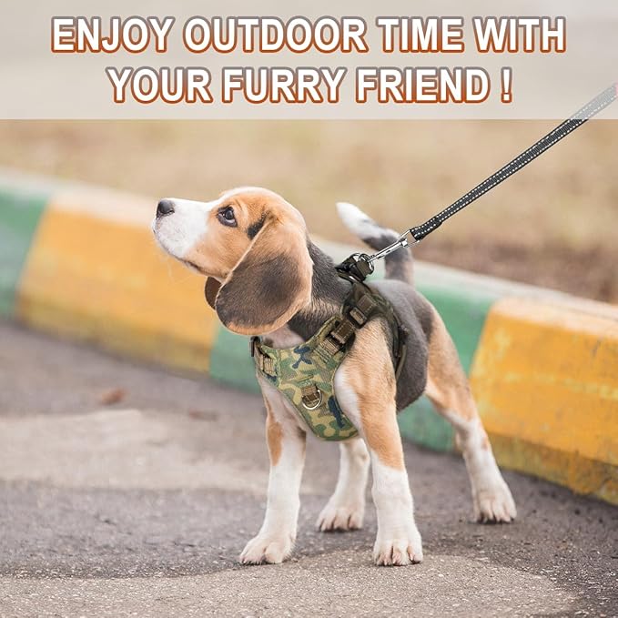 Dog Harness Step in Dog Vest Harness, Reflective Adjustable Puppy No Pull Harness Breathable Soft for Small and Medium Dogs Cats, Camo, S