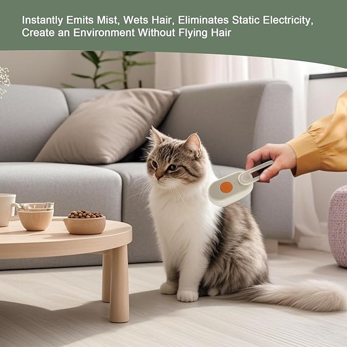 Cat Steam Brush for Shedding, 4 in 1 Rechargeable Pet Steam Brush for Dogs and Cats, Anti-Static, Massage, Cleaning, Shedding & Combing All In One! (White)