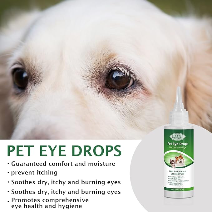 Dog Eye Drops, Eye Cleaner for Dogs & Cats Supports Eyes Infection Relief, Redness & Allergy Eyes Relief, Remove Tear Stain & Eye Debris - Pet Eye Gentle Care Supplement Cats Drops for Eyes - 2 fl ozβ¦