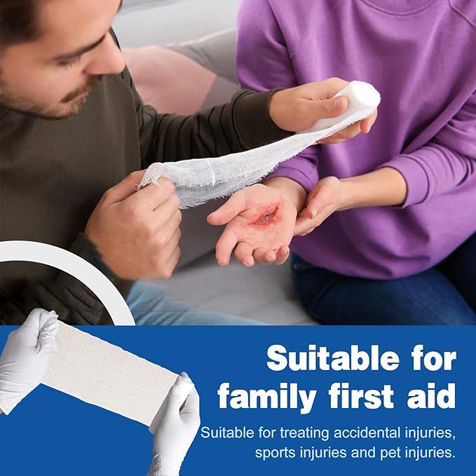 AZEN 90 Pack Gauze Rolls Bandages, 4 in x 4.1 Yards, Premium Medical Supplies & First Aid Supplies, Bandage Wrap Vet Wrap, Mummy Wraps (3 Boxes x 30 Rolls)