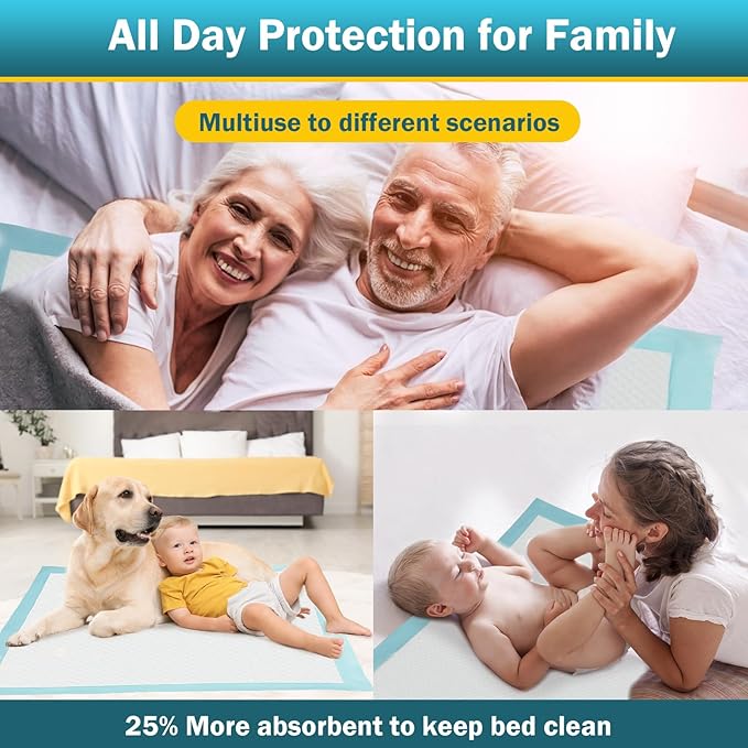 100 Count Bed Pads 30"x36" (No Adhesive Strip) Thicken Adults Incontinence Underpads Disposable, Heavy Duty Absorbent Chucks Waterproof, XL Extra Large Puppy Pee Training Pad