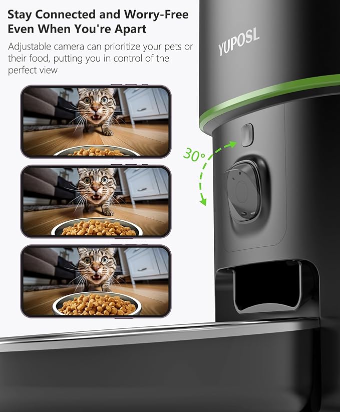 Automatic Cat Feeder with Camera - 5G WiFi Auto Cat Food Dispenser, 1080P HD Video with Night Vision, 1-15 Meals, 1-99 Portions, 2-Way Audio, Keeps Food Fresh, Timed Pet Feeder Also for Dogs