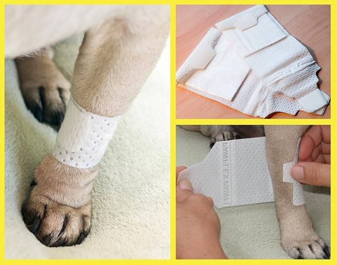 Basic Leg Bandages for Dogs, Cats and Other Pets First Aid Non-Adhesive Fur Friendly - Value 10 Pack (5 Standard, 5 Wide) by PawFlex (XX-Small)
