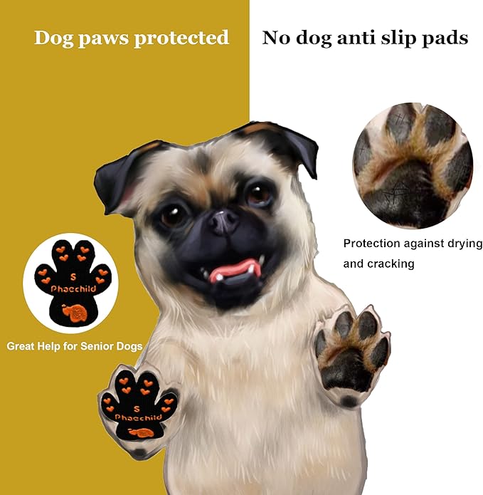 Dog Paw Pads Anti-Slip Grips,Dog Paw Protectors for Senior Dogs on Hot Pavement,Provides Traction to Keep Them from Slipping on Smooth Floors 20 sets-80 Pads Black L