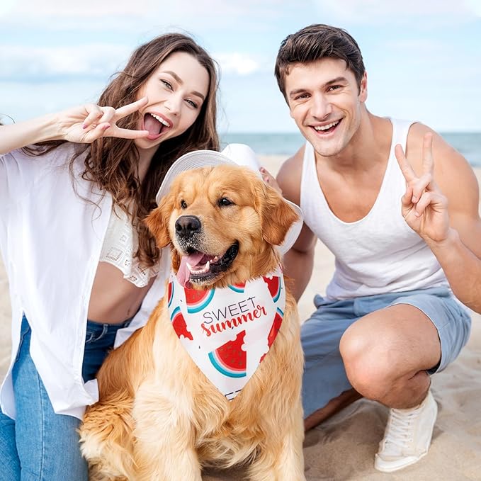 100 Pcs Fruit Dog Bandanas Bulk Summer Bandanas for Dogs Hawaiian Soft Bibs Adjustable Triangle Scarf for Small Medium Large Pet Costume