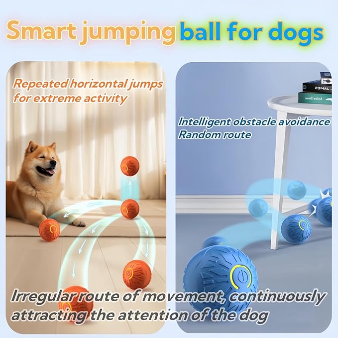 2025 New Interactive Dog Toys Dog Balls,Durable Motion Activated Automatic Rolling Ball Toys for/Small/Medium Dogs(Blue