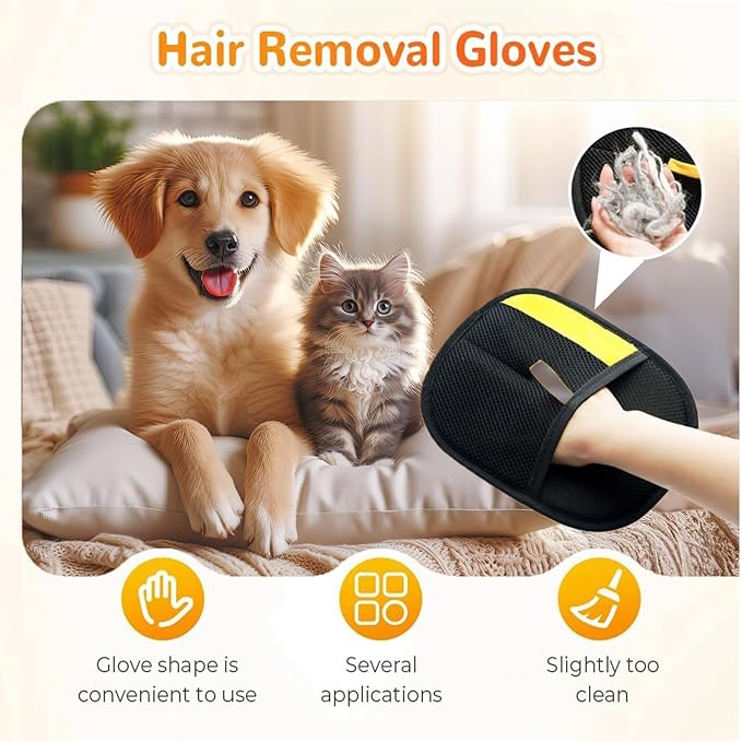 2PC Pet Hair Removal Glove,2025 New Reusable Pet Hair Removal Tool, Suitable for Bed Sheets, Sofas, Clothes, Carpets, Car Seats, and Static Gloves for Dogs and Cats