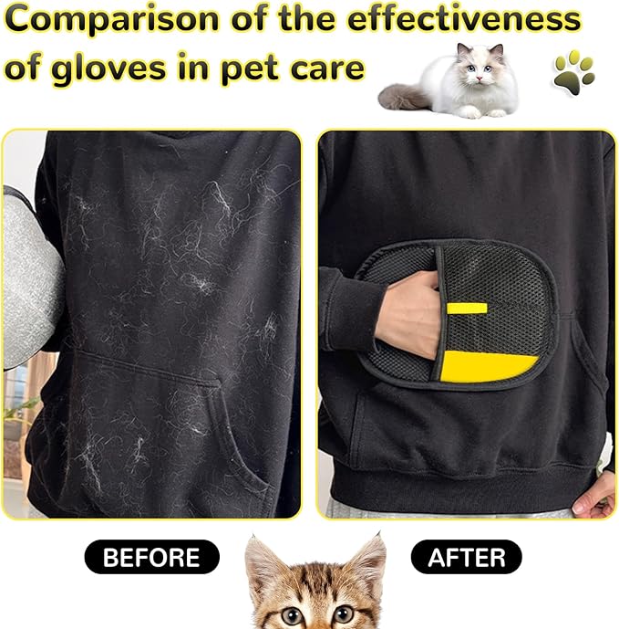 3Pcs Electrostatic Gloves Pet Hair Removal, 2025 Thickened Pet Hair Remover Glove, Washable Reusable Dog Cats Hair Gloves for Furniture Bed Sheets Couch Clothes Carpet Car Seat