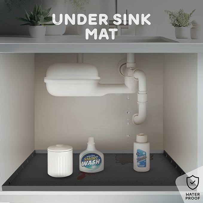 32x24x1” XL Dog Food Mat - All Purpose Under Sink Liner, Washer and Dryer Covers for The Top, Silicone Griddle Mat for Blackstone - Raised Edges Dog Mat for Food and Water Prevent Spill, Waterproof