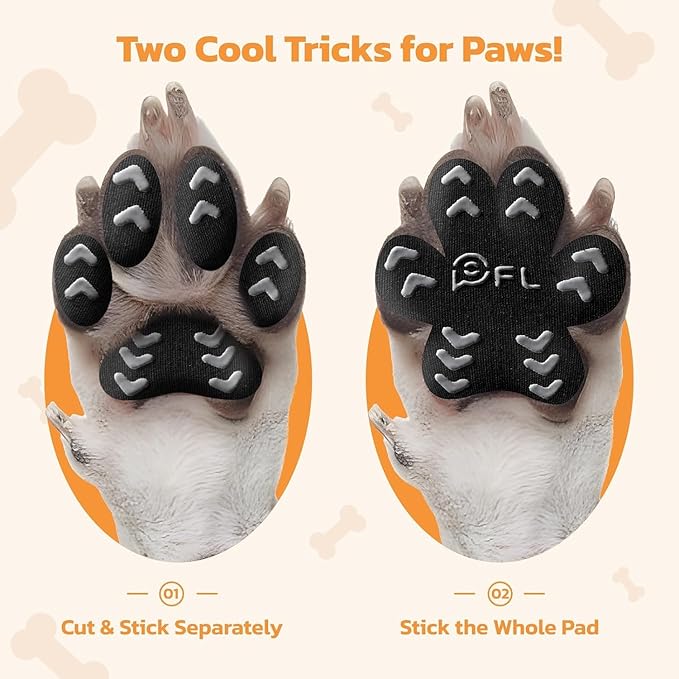 Anti Slip Dog Paw Protector Pads for Senior Dogs, Paw Pads for Dogs Traction, Disposable Self Adhesive Paw Grips for Old Dog on Slippery Hardwood Floor, Black 12 Sets (48pcs) XL(41-60lbs)