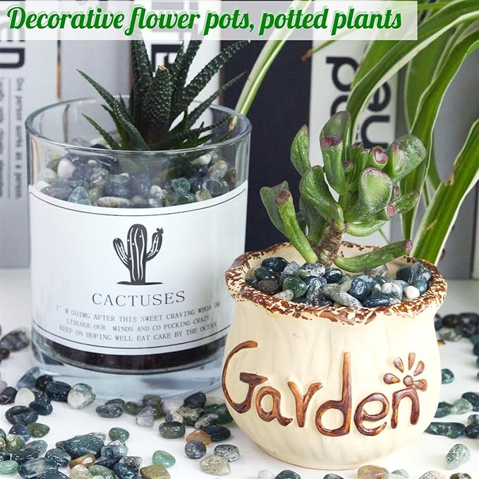 Aquatic Agate Aquarium Gravel Rocks Natural Tumbled Healing Crystal Chips Bulk Gemstones Crushed Stones for Fountain Vase Filler Planters Decorative Fish Tank Potted Reiki Energy Balancing 0.45lb