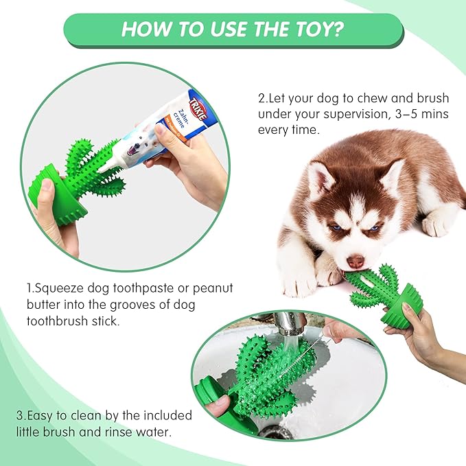 Dog Chew Toys Dog Toothbrush Stick Teeth Cleaning Brush Dental for Medium Large Dog, Puppy Christmas Easter Birthday Gifts, Outdoor Squeaky Toys for Aggressive Chewers Interactive Tough Toys