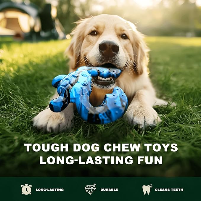 Dog Chew Toy for Aggressive Chewers – Tough Nylon Bone with Bacon Flavor for Pitbulls & Large Dogs, Indoor Play for Teeth Cleaning & Anxiety Relief