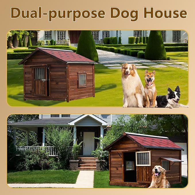 Big Dog House Outdoor, Dog Houses for Large Dogs Outside,Luxury Pet House Waterproof, Warm Dog Houses with Waterproof Roof for All Seasons, 3XL