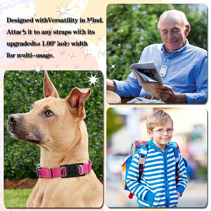 2 Pack Waterproof AirTag Dog Collar Holder Compatible with Apple AirTag, Silicone Hidden Loop Holder for Airtag Tracker, Anti-Lost Dog Collar Air Tag Accessories(Red-Orange)