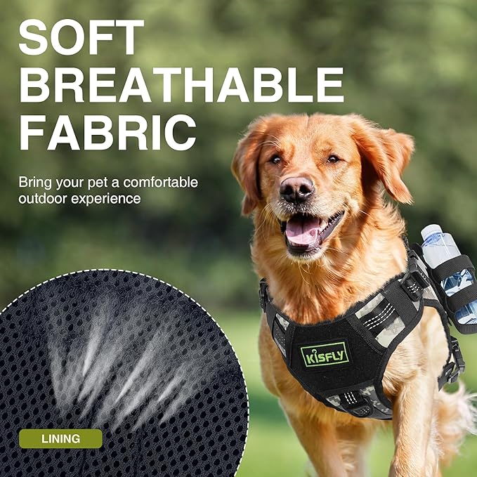 Dog Tactical Harness with Reflective Design, Breathable and Adjustable Tactical Dog Vest, No Choke Harness, Military Grade Gear for Training, Hunting, Outdoor Adventures, Camouflage M