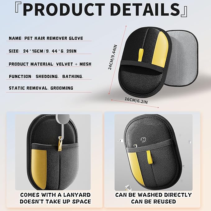 2025 New Pet Hair Removal Glove for Cats & Dogs, Grooming Gloves for Dogs, Static Removal Gloves for Pet Hair, Reusable Pet Hair Remover Glove(3)