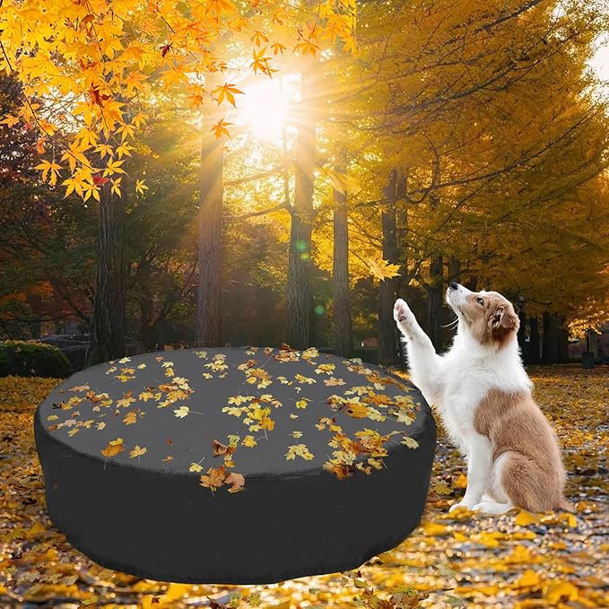 32 inch Foldable Dog Pet Bath Pool Cover, Portable Round Collapsible Pool Cover with Oxford Cloth Material and Drawstring Design for Dog Pet Pool, Waterproof and Dustproof (Black)