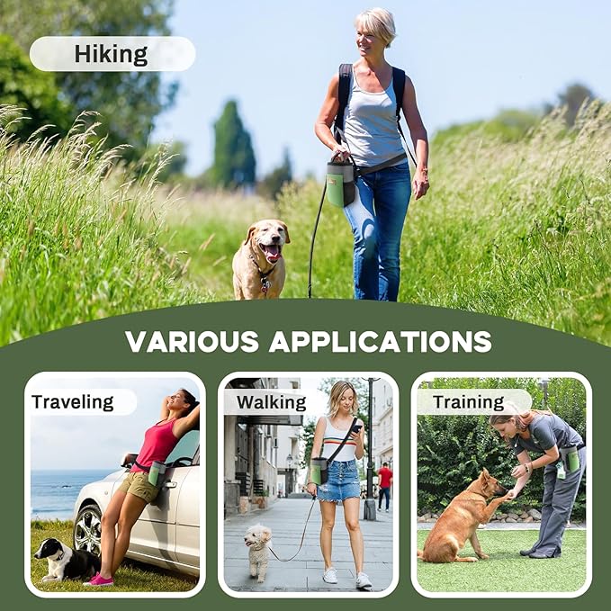 Dog Treat Pouch Training Behavior Aid, Dog Treat Training Bag for Dog Walks Outdoor Activities Travel, Built-in Poop Bag Dispenser 3 Ways to Wear