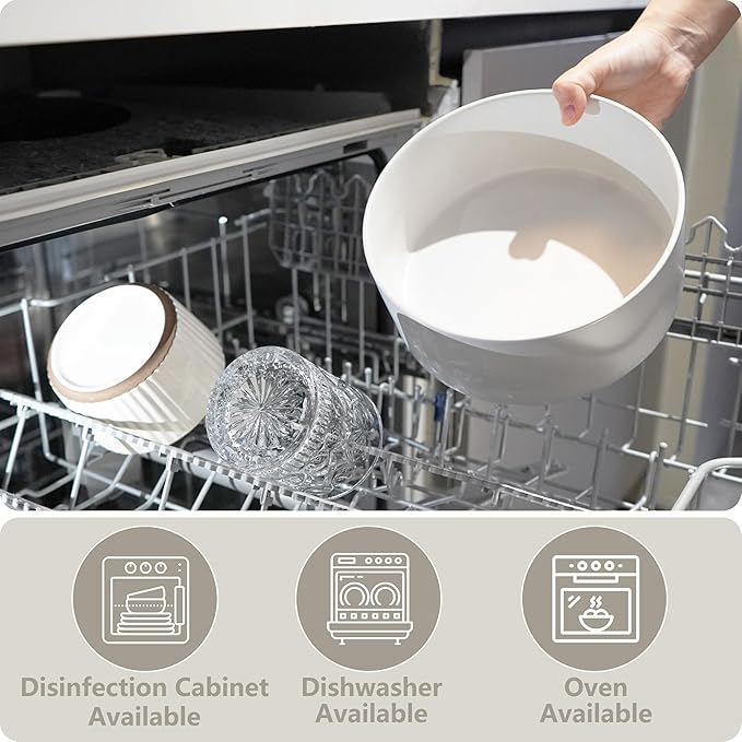 Ceramic Elevated Dog Bowls, Pet Food and Water Bowl Set for Large Dogs, 7.5 Cups Dog Bowls Raised with Wood Stand, 61OZ, White