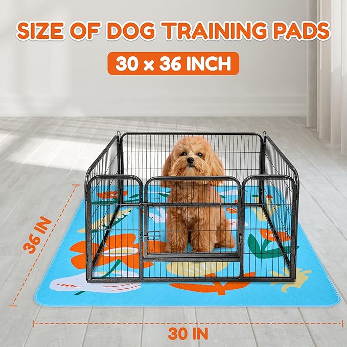 BurgeonNest Washable Pee Pads for Dogs, 2 Pack 30''x36'' Super Absorbent, Leakproof & Non-Slip Reusable Potty Pads for Dogs, Puppy, Playpen, Crate, Whelping Box, Potty Training, Blue