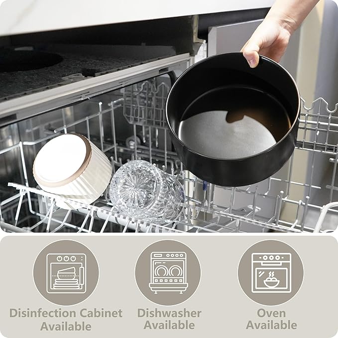 Ceramic Elevated Dog Bowls, Pet Food and Water Bowl Set for Large Dogs, 7.5 Cups Dog Bowls Raised with Wood Stand, 61OZ, Black