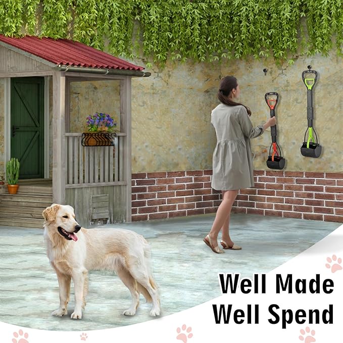 33" Pooper Scooper 2 Pack, XL Tall Handle No Touch Dog Pooper Scooper for Large Small Dogs, Durable Spring & Lightweight, Large Pooper Scooper for Dogs Heavy Duty, Foldable Dog Poop Pick Up Tool