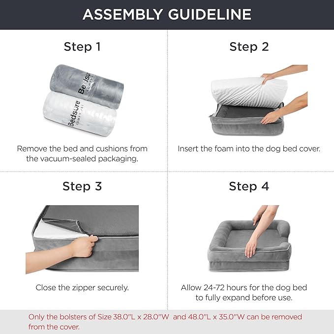 Bedsure XL Orthopedic Dog Bed for Extra Large Dogs - Washable XLarge Dog Cat Bed Waterproof, Comfort Dogs Couch Sofa with Washable Removable Cover, Pet Bed with Nonskid Bottom, Dune Haze Blue, 42"