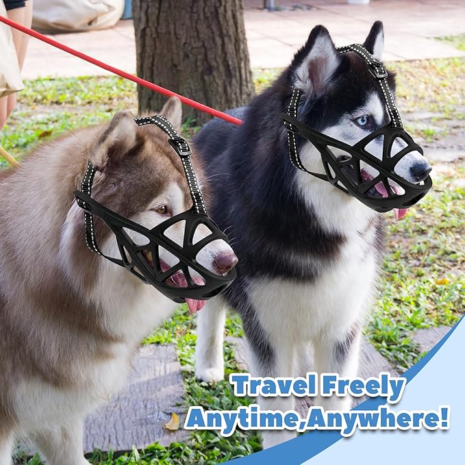 Dog Muzzle for Large Dogs, Medium and X-Large Aggressive Dog, Breathable Basket Muzzles, Suitable for Grooming Trimming Training, Allows Panting Drinking (Black, XL)