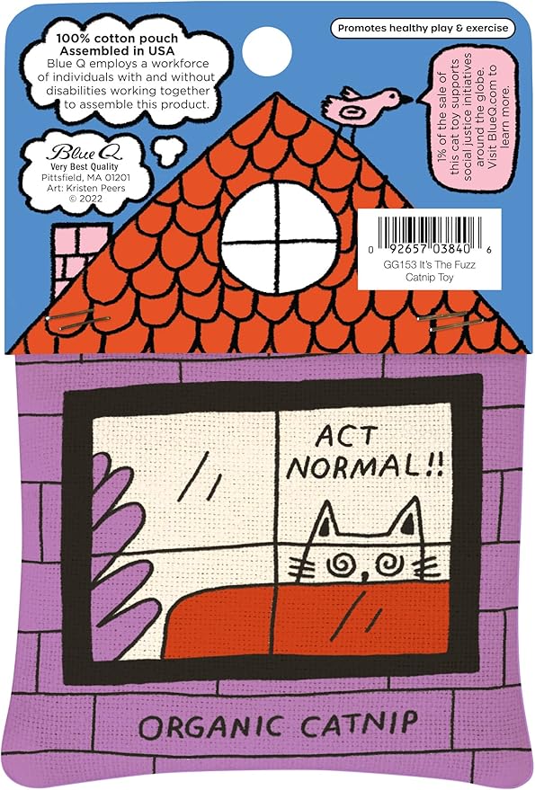 Blue Q Busted! Oh S!, It's The Fuzz! Catnip Cat Toy. Premium Organic 'Nip Grown in The USA, 100% Cotton Pouches, Kitty Graphics Sure to Delight Every Cat-Keeper.