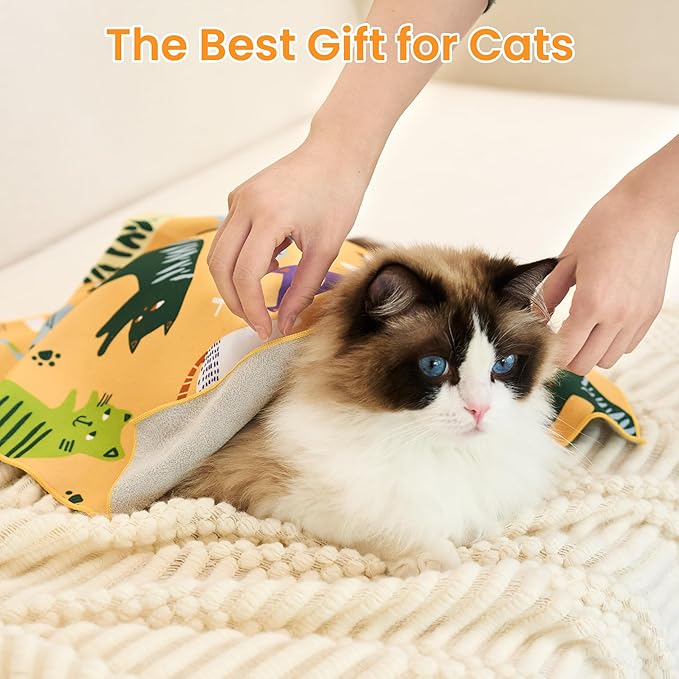 Cat Wrap for Cutting Nails,Cat Wrap for Grooming,Self-Adherent Soft Cat Blanket,Anti-Scratch Anti-Escape Multifunctional Cat Grooming Bag Pet Tool (21.7" X 21.7",Within 11.89lbs)